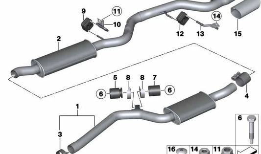 Embellecedor de escape negro cromo OEM 18307805915 para BMW E81, E82, E87, E88. Original BMW.