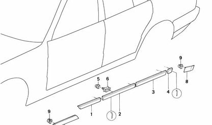 Moldura protectora para puerta trasera izquierda para BMW E34 (OEM 51131934181). Original BMW