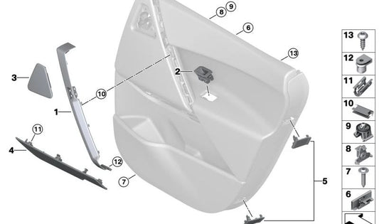Lower left screw cover for BMW I20 (OEM 51425A08253). Original BMW