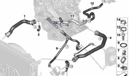 Manguera intercambiador de calor-tubo retorno OEM 11537805358 para BMW E87, E90, E91... y más. Original BMW.