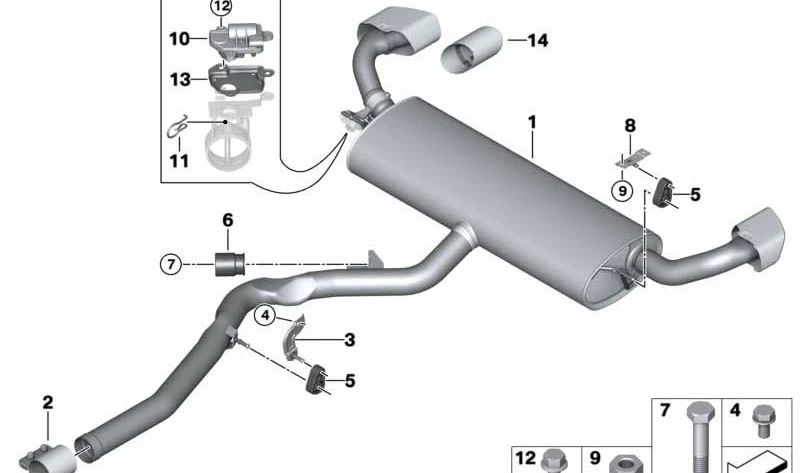 Silencioso trasero OEM 18308636422 para BMW F15, F16. Original BMW.