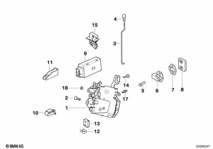 Cerradura de cuña para BMW Serie 3 E36 (OEM 51218205041). Original BMW.