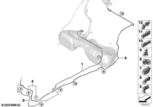 Fuel Feed Pipe for BMW 3 Series G20, G20N, G21, G21N, G80, G81 4 Series G22, G23, G26, G82, G83 (OEM 16127449058). Original BMW
