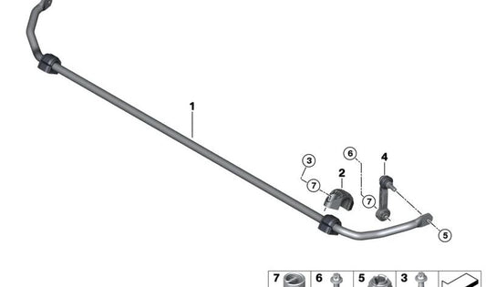 Bieleta de suspensión trasera OEM 33506891252 para BMW F70, U06, U11, U12, U10, U25. Original BMW.