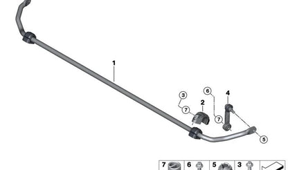 Bieleta estabilizadora trasera OEM 33506862865 para BMW F40, F44, F45, F46, F48, F39 y MINI F55, F56, F57, F54, F60. Original BMW y MINI.