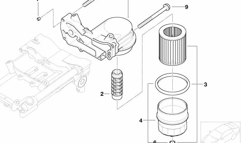 Tapa del filtro de aceite OEM 11427521353 para BMW E60, E61, E63, E64, E65, E66, E53, E70. Original BMW.