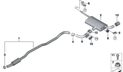 Soporte del Sistema de Escape para BMW F40, F52, F44, F45, F46, F48, F49, F39 y MINI F54, F60 (OEM 18308617370). Original BMW.