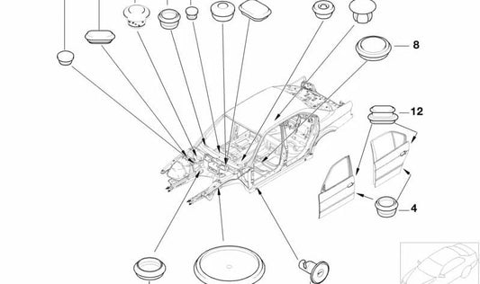 Tapa de plástico OEM 51718186631 para BMW E39, E38. Compatible con modelos como 520d, 520i, 525d, etc. Pieza de recambio original BMW de cierre/tapa con medidas D=93x76mm.