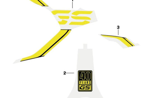 Decoration Cover GS 40 YEARS LEFT OEM 51141542028 for BMW Motorrad G 310 GS. Original BMW Motorrad.
