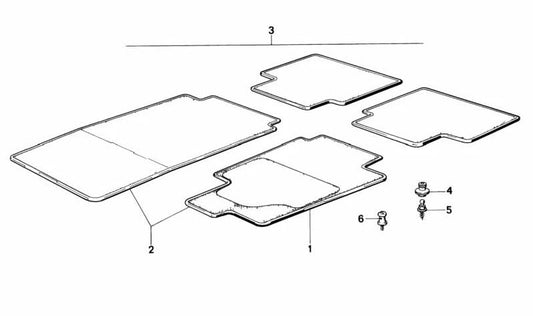 Conjunto de tapetes de veludo para BMW Série 5 E12 (OEM 51471823001). BMW original