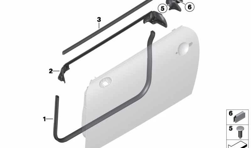 Cubierta pozo de ventana interior izquierda OEM 51337146089 para MINI R56, R56 LCI, Clubman R55, Cabrio R57... y más. Original MINI.