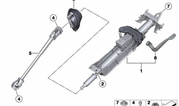 Eje inferior de dirección OEM 32306791297 para BMW F20, F21, F22, F23, F30, F31, F34, F32, F33, F36. Original BMW.