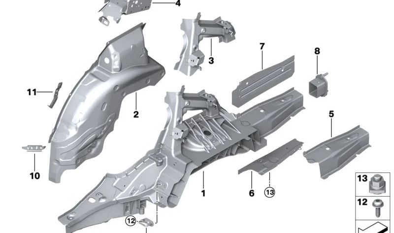 Soporte paso de rueda derecho OEM 41009626532 para BMW G26. Original BMW.