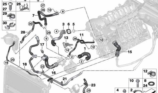 Separador OEM 11537579063 para BMW E90, E90N, E91, E91N, E92, E92N, E93, E93N, E60N, E61N, E63N, E64N. Original BMW.