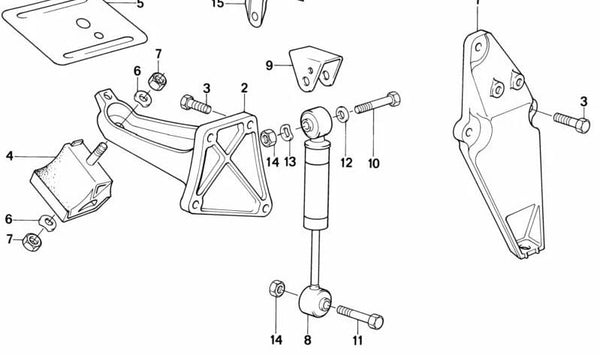 Soporte de goma para BMW E34 (OEM 11811135773). Original BMW