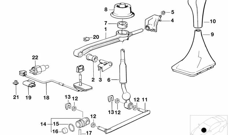 OEM change lever 25111221664 for BMW E34. Original BMW.