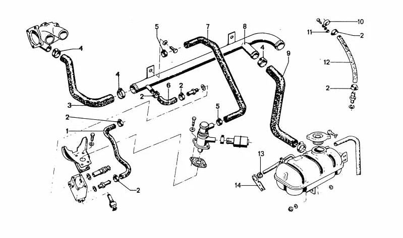Manche de refroidissement OEM 11611256505 pour BMW E9 3.0 CSI. Compatible avec des modèles avec le moteur M30 entre 1972 et 1975. Pièce BMW originale.