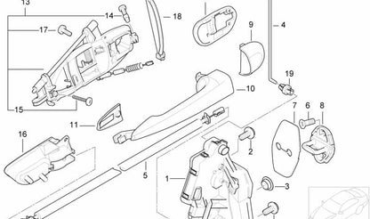 Manilla de puerta izquierda imprimada OEM 51217002271 para BMW E46. Original BMW.