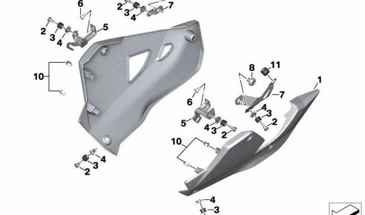 Left side fairing (MotorSpoiler) OEM 46638388519 for BMW Motorrad R 1200 R (K27), R 1200 R Classic (K27), R 1200 ST (K28). Original BMW Motorrad.