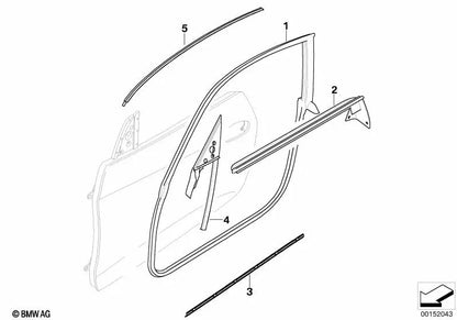 Sellado Triángulo Espejo Exterior Izquierdo para BMW Z4 E85, E86 (OEM 51337148935). Original BMW