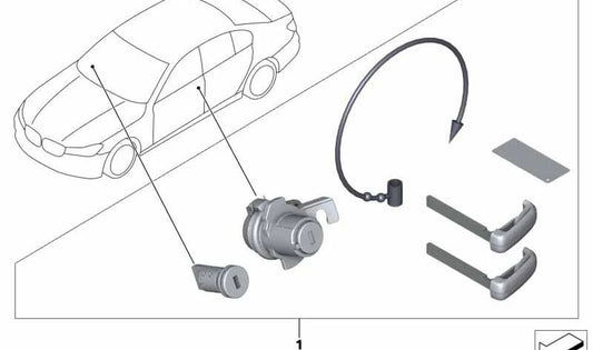Set di chiusura uguale per la serie BMW 7 G70, I I20 (OEM 51219498439). BMW originale.