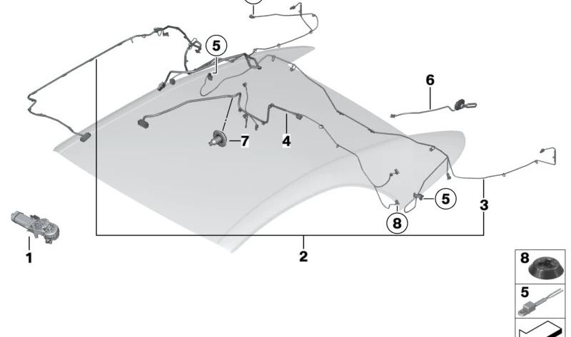 Cableado luneta trasera OEM 54347310633 para BMW F12, F12N. Original BMW.