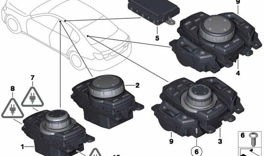 Mando táctil central OEM 65829350729 para BMW Serie 7 F01N, F02N. Controlador iDrive trasero. Original BMW.