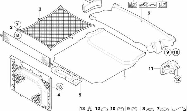 Bandeja de maletero OEM 51479120917 para BMW E93. Original BMW.