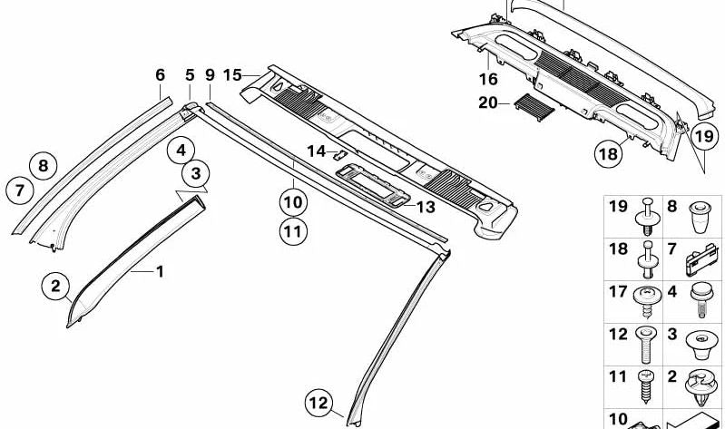 Camirage supérieur du pare-brise pour la série BMW 6 E64 (OEM 51447892607). BMW d'origine
