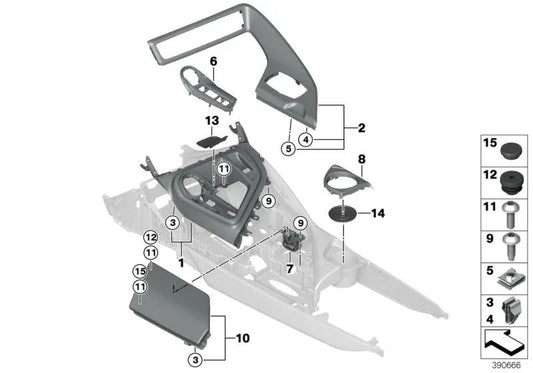 Compartimento do console central para BMW I12, I12N (OEM 51459284352). BMW original