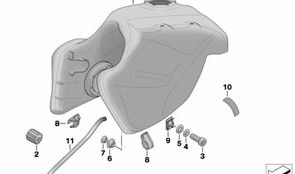 Grapa de fijación OEM 16112328756 para motos BMW R 1100 S, R 1100 RS. Original BMW Motorrad.
