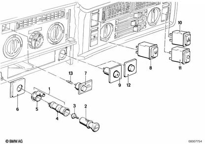 Interruptor de janela traseira aquecida para BMW Série 6 E24 (OEM 61311369275). BMW originais.