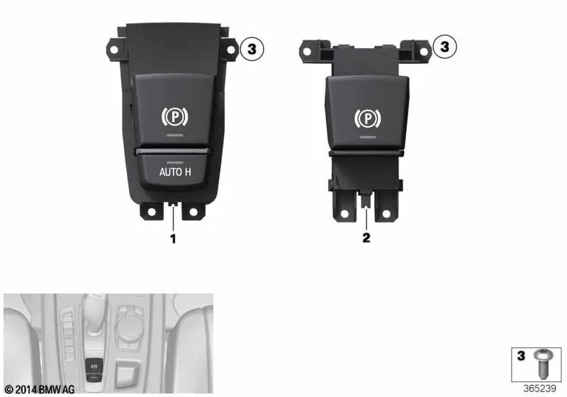 Parking Brake Switch/Auto-Hold for BMW F07, F07N, F01, F01N, F02, F02N, F04, F15, F85, F16, F86 (OEM 61319877891). Original BMW.