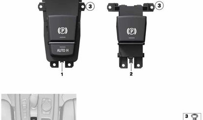 Interruptor freno de estacionamiento/Auto-Hold para BMW Serie 5 F10, F11, F18, Serie 6 F06, F12, F13, X3 F25, X4 F26 (OEM 61319877889). Original BMW