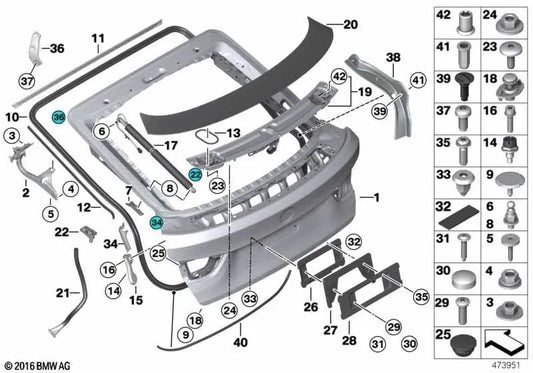Left Storage Tray Holder for BMW 3 Series F34, F34N (OEM 41007302901). Original BMW.