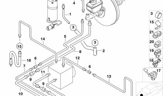 Tubo freno rivestito in gomma 34326755102 per BMW E38. BMW originale.