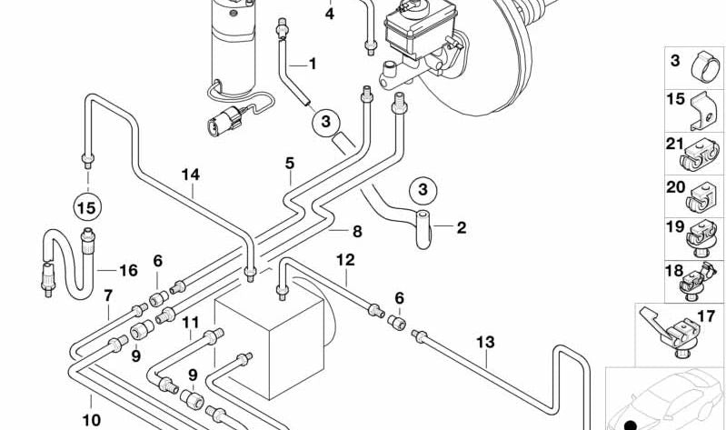 Tubería con revestimiento de goma para BMW Serie 7 E38 (OEM 34326755138). Original BMW.