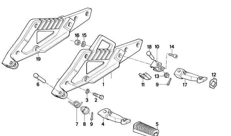 Right Rear Puppose OEM 46711454536 For BMW F650, F650ST, F650Gs, G650Gs, G650X, F700GS, F800GS, F800R, R850R, R1100R, R1150R, R1200R, K1200R, S1000XR. Original BMW.