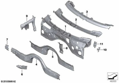 Pared de separación de compartimento de motor derecha OEM 41007933514 para BMW X5 G05, X6 G06, X7 G07, XM G09... y más. Original BMW.