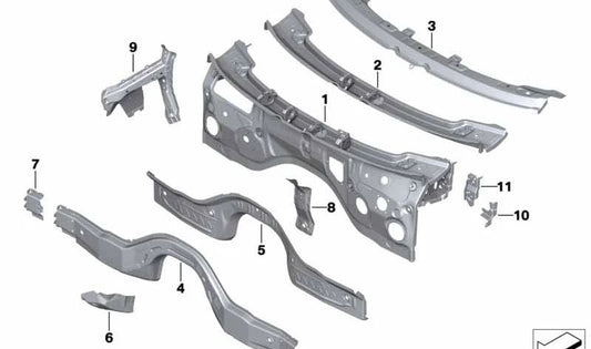 Extensión soporte chasis derecho OEM 41009498770 para BMW X5 {F95, F95N, G05, G05N, G18, G18N}, X6 {F96, F96N, G06, G06N}, X7 {G07, G07N}, XM {G09}. Original BMW.