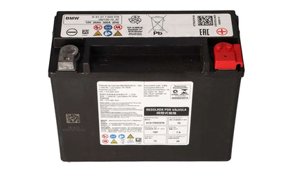 Batería AGM 20Ah OEM 61219321815 para BMW i3 (modelos I01 60Ah y 120Ah, con y sin Rex, producción 2013–2022). Compatible solo con versiones AGM. Original BMW.