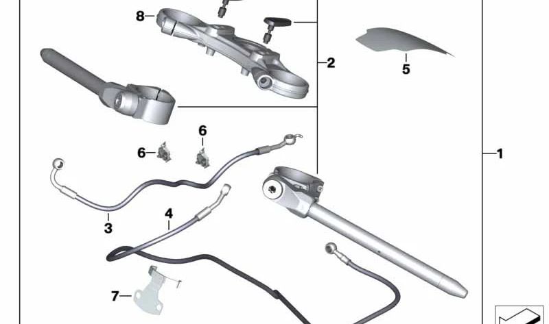 Limitador del ángulo de dirección OEM 77228565096 para motos BMW R nineT (K21) 2015-2020. Original BMW Motorrad.