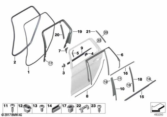 Proteção da borda da porta traseira para BMW G31, G31N (OEM 51727468733). BMW original