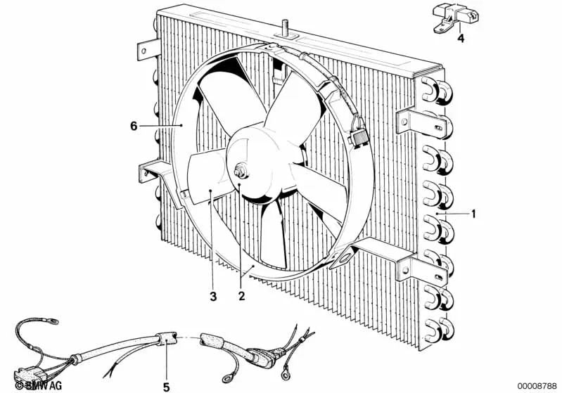 Additional fan for BMW E36, E34, E24, E32, E31 (OEM 64541392913). Genuine BMW.