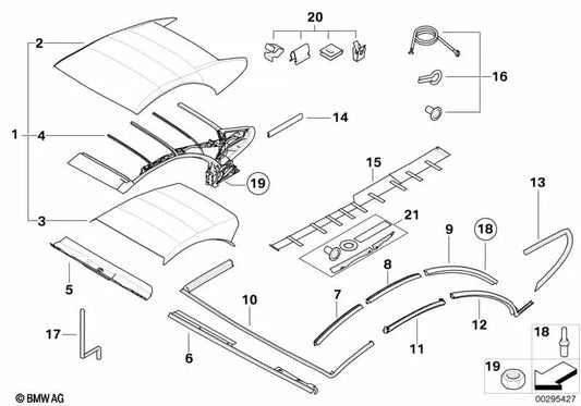 Junta de Parabrisas para BMW E64, E64N (OEM 54347172029). Original BMW.