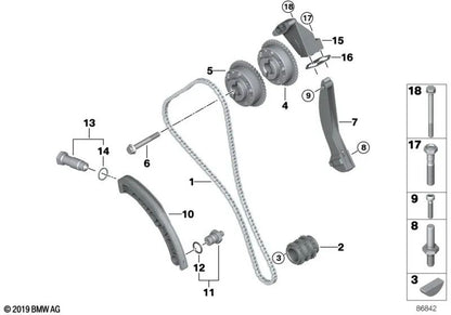 Guia de tensão para BMW 5 E60, E60N, E61N; Série 6 E63, E63N, E64, E64N; 7 E65 Series, E66; X5 E53, E70 (OEM 11317533462). BMW original
