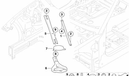 OM 51618055091 Torhed Torreta Bars for BMW E82, E90, E90N, E92, E92N, E93, E93N, E84. Original BMW spare.