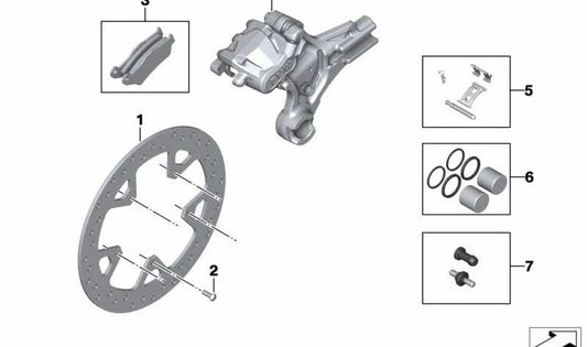 Disco de freno trasero OEM 34218404545 para BMW Motorrad S 1000 XR (K69), M 1000 XR (KM9). Original BMW Motorrad.