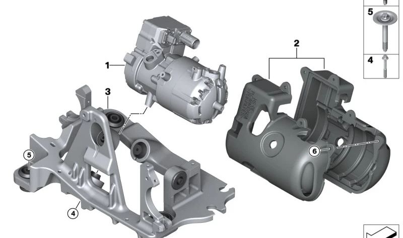 Soporte del Compresor de Aire Acondicionado para BMW (OEM 64505A36949). Original BMW