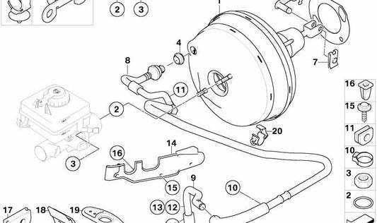 Tubo de vacío OEM 34336769630 para BMW E60, E61, E63, E64 (modelos 523i, 525i, 530i con motor N52). Original BMW.